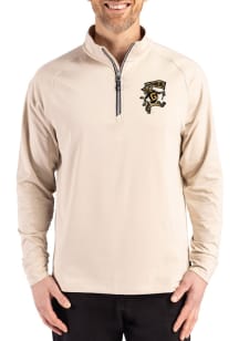 Cutter and Buck Grambling State Tigers Mens Brown Vault Adapt Eco Knit Long Sleeve Qtr Zip Pullove..