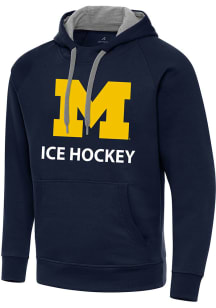 Antigua Michigan Wolverines Mens Navy Blue Ice Hockey Victory Long Sleeve Hoodie