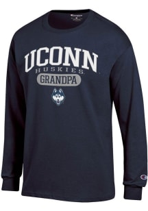 Champion UConn Huskies Navy Blue Pill Box Grandpa Jersey Long Sleeve T Shirt
