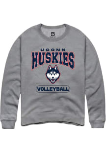 Summit Sportswear UConn Huskies Mens Graphite Volleyball Long Sleeve Crew Sweatshirt