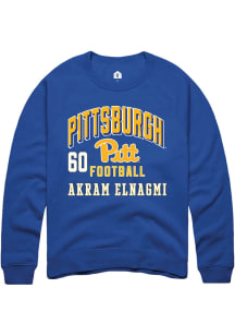 Akram Elnagmi Pitt Panthers Mens Blue Football NIL Arch Logo Player Crew