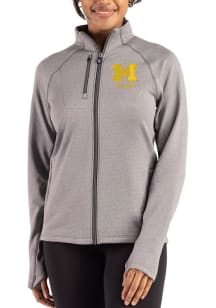 Cutter and Buck Michigan Wolverines Womens Graphite Alumni Peshastin Long Sleeve Full Zip Jacket