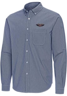 Antigua New Orleans Pelicans Mens Navy Blue Porter Long Sleeve Dress Shirt
