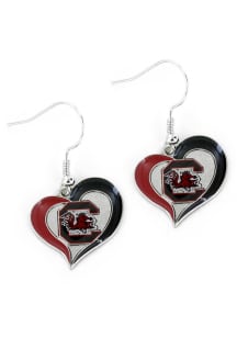South Carolina Gamecocks Swirl Heart Womens Earrings