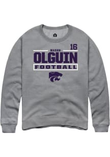 Mason Olguin  Rally K-State Wildcats Mens Graphite Football NIL Stacked Box Long Sleeve Crew Sweat..