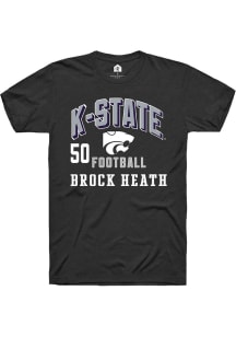 Brock Heath K-State Wildcats Black Football NIL Arch Logo Short Sleeve Player T Shirt