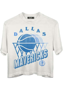 Junk Food Clothing Dallas Mavericks Womens White Mock Neck Ball Short Sleeve T-Shirt
