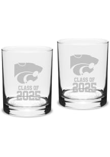 K-State Wildcats Class of 2025 Set of 2 Rock Glass - White
