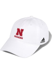 Adidas Nebraska Cornhuskers Grandma Washed Slouch Adjustable Hat - White