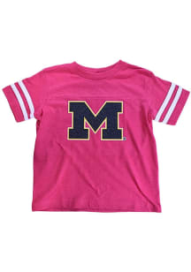 Little King Michigan Wolverines Toddler Girls Pink Sparkle Short Sleeve T-Shirt