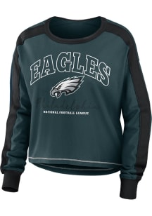 WEAR by Erin Andrews Philadelphia Eagles Womens Midnight Green Raglan Graphic Edition LS Tee