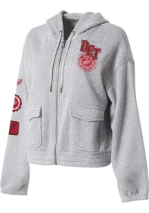 WEAR by Erin Andrews Detroit Red Wings Womens Grey Cropped Long Sleeve Full Zip Jacket