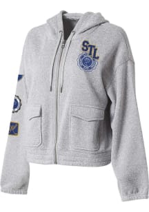 WEAR by Erin Andrews St Louis Blues Womens Grey Cropped Long Sleeve Full Zip Jacket