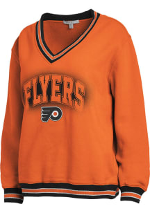 WEAR by Erin Andrews Philadelphia Flyers Womens Orange Oversized Crew Sweatshirt
