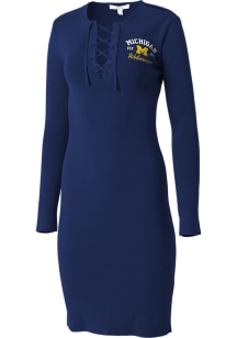 WEAR by Erin Andrews Michigan Wolverines Womens  Lace Up Short Sleeve Dress