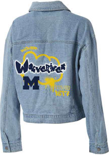 WEAR by Erin Andrews Michigan Wolverines Womens Blue Graffiti Light Weight Jacket