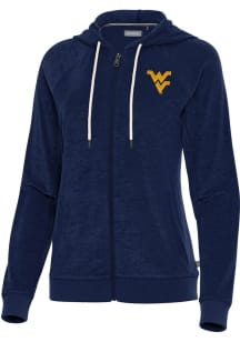 Antigua West Virginia Mountaineers Womens Navy Blue Favorite Long Sleeve Full Zip Jacket