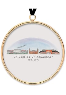 Arkansas Razorbacks Skyline Brass Ornament - Cardinal