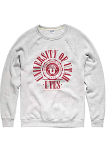 Charlie Hustle Utah Utes Mens Ash Medallion Long Sleeve Fashion Sweatshirt