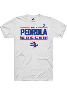 Arnau Pedrola Tulsa Golden Hurricane White NIL Stacked Box Short Sleeve Player T Shirt
