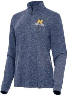 Antigua Michigan Wolverines Womens Navy Blue Retirees Association Mentor Qtr Zip Pullover