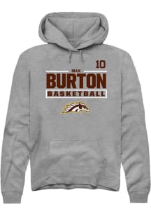 Max Burton Western Michigan Broncos Mens Grey NIL Stacked Box Player Hood