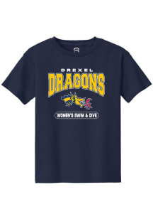 Summit Sportswear Drexel Dragons Youth Navy Blue Womens Swim and Dive Short Sleeve T-Shirt
