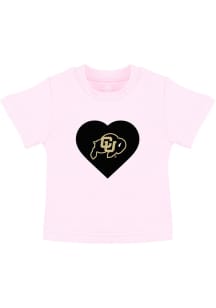 Colorado Buffaloes Toddler Girls Pink Heart Short Sleeve T-Shirt