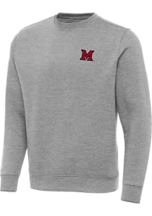 Antigua Miami RedHawks Mens Grey Victory Long Sleeve Crew Sweatshirt