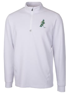 Cutter and Buck Michigan State Spartans Mens White Traverse Long Sleeve Qtr Zip Pullover