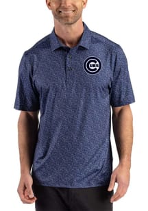 Cutter and Buck Chicago Cubs Navy Blue Mono Pike Fern Big and Tall Polo