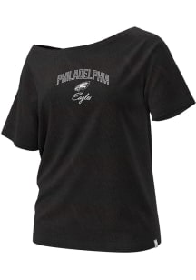 Champion Philadelphia Eagles Womens Black Off Shoulder Short Sleeve T-Shirt
