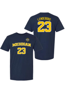 Yaxel Lendeborg Michigan Wolverines Navy Blue National Champions Name and Number Short Sleeve Play..