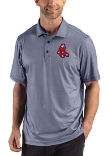 Cutter and Buck Boston Red Sox Mens Navy Blue Cooperstown Lattice Short Sleeve Polo