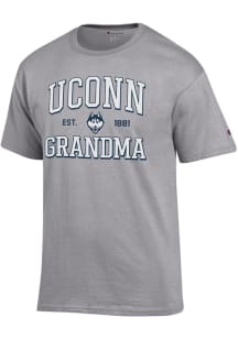 Champion UConn Huskies Grey Est. Date Grandma Jersey Short Sleeve T Shirt