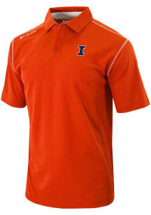 Columbia Illinois Fighting Illini Mens Orange Heat Seal Omni Wick Shotgun Short Sleeve Polo