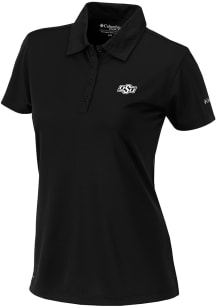 Columbia Oklahoma State Cowboys Womens Black Heat Seal Birdie Short Sleeve Polo Shirt