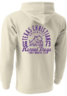 TCU Horned Frogs Mens Oatmeal Mascot Overlay Long Sleeve Hoodie