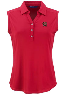 Cutter and Buck Maryland Terrapins Womens Red Forge Eco Polo Shirt