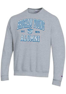 Champion BYU Cougars Mens Grey Est Alumni Powerblend Long Sleeve Crew Sweatshirt