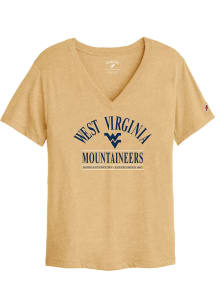 League West Virginia Mountaineers Womens Gold Intramural V Short Sleeve T-Shirt