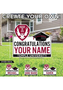 Temple Owls Personalized Congratulations Grad Yard Sign - White