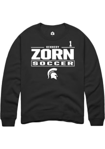Kennedy Zorn Michigan State Spartans Mens Black NIL Stacked Box Player Crew