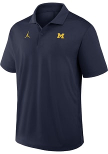 Nike Michigan Wolverines Mens Navy Blue Victory Plus Primetime Jordan Short Sleeve Polo