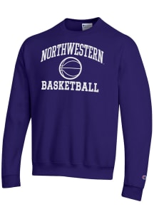 Champion Northwestern Wildcats Mens Purple Basketball Icon Powerblend Long Sleeve Crew Sweatshirt