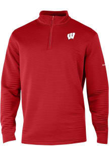 Columbia Wisconsin Badgers Mens Red Pack It Up Long Sleeve Qtr Zip Pullover