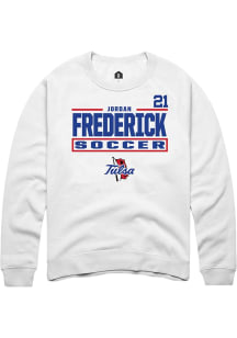 jordan frederick Tulsa Golden Hurricane Mens White NIL Stacked Box Player Crew