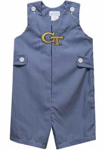 Vive La Fete GA Tech Yellow Jackets Baby Navy Blue Gingham Overalls