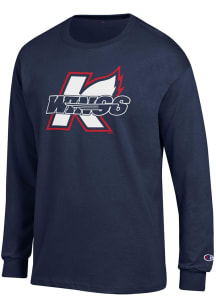 Champion Kalamazoo Wings Navy Blue Arched Mascot Long Sleeve T Shirt