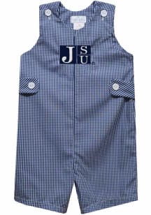Vive La Fete Jackson State Tigers Baby Navy Blue Gingham Overalls